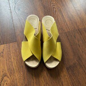 No. 6 Store Yellow Frida Wedge Clogs Sandals 39 8